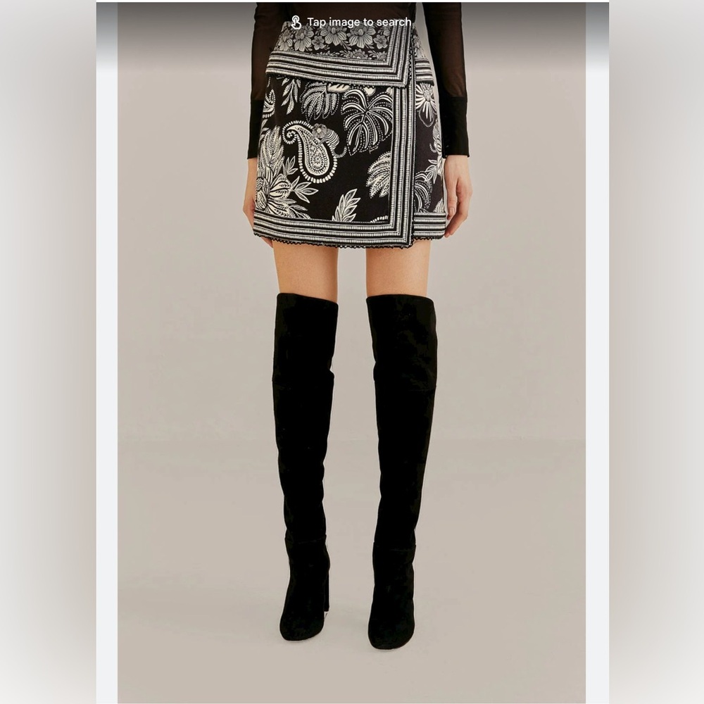 Farm Rio Black Paisley Bloom Mini Skirt NWT  28
